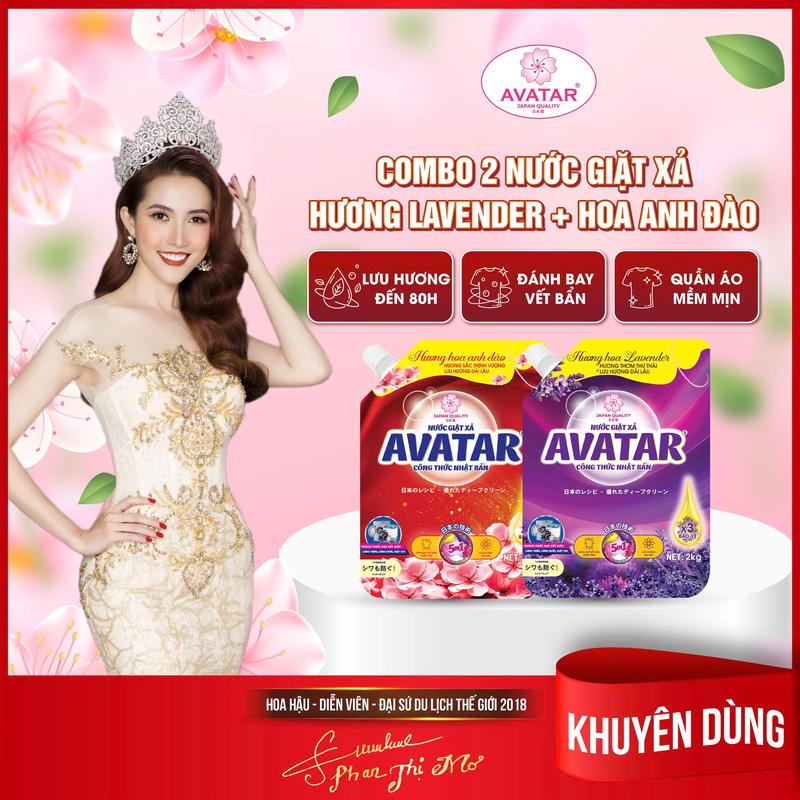 HOT Nước giặt xả AVATAR 5 Trong 1 - Hương Hoa Oải Hương Và Hoa Anh Đào -Túi 2KG