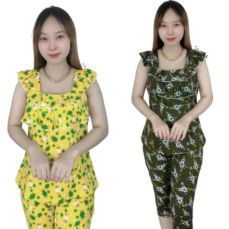 Đồ bộ nữ quần LỬNG ống ôm thun aty 2 BÈO TAY CÁNH TIÊN 38kg đến 70kg