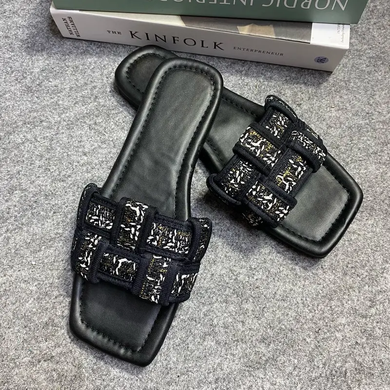 Sandal teplek wanita rajut simple mewah free box Flat Sendal 4