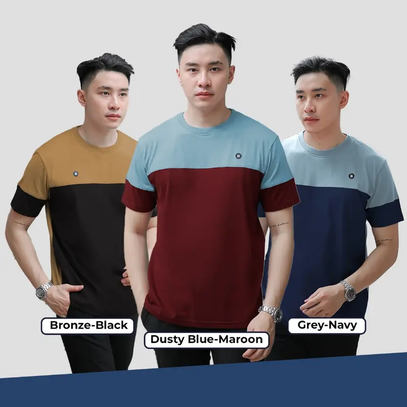BROGUY Kaos Polos Color-Block Casual Combed 24s Tebal Nyaman 1
