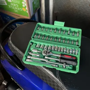 [fashion518] Set Kunci Sok Kunci Shock 46 Pcs Mobil Motor Lengkap Socket Tool Kit Pas Ring L Motor Mobil