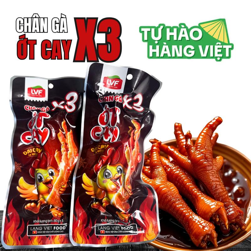   Combo 30  Chân gà Ớt cay  X3 chân 80g  thương hiệu Việt 