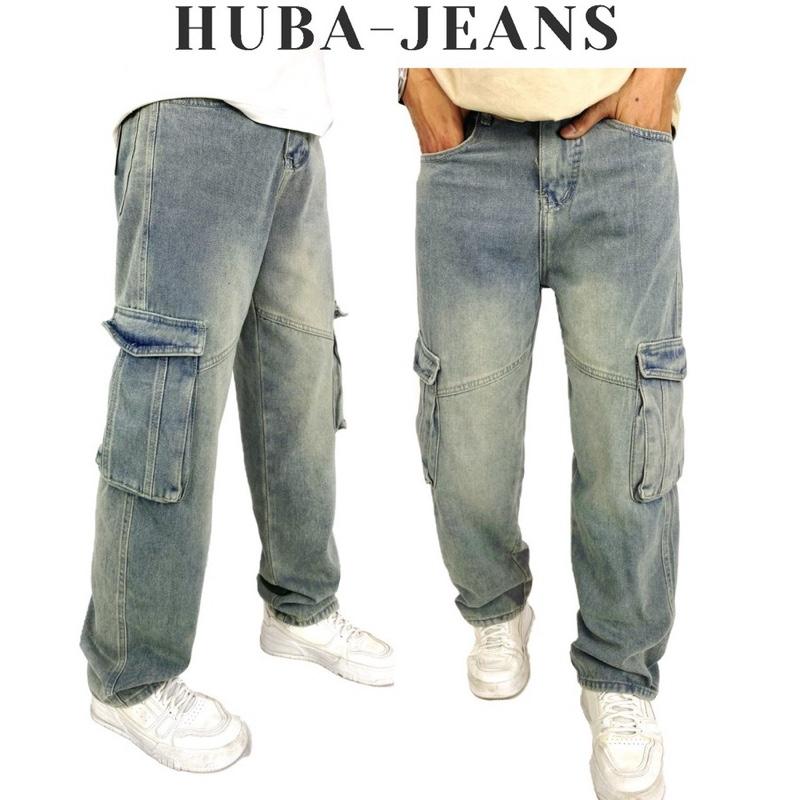  Quần Jean Túi Hộp Cargo Pant Ống Suông Cạp Cao Hack Dáng Nam Nữ HUBA-JEANS đồ  nam  đẹp✅ 