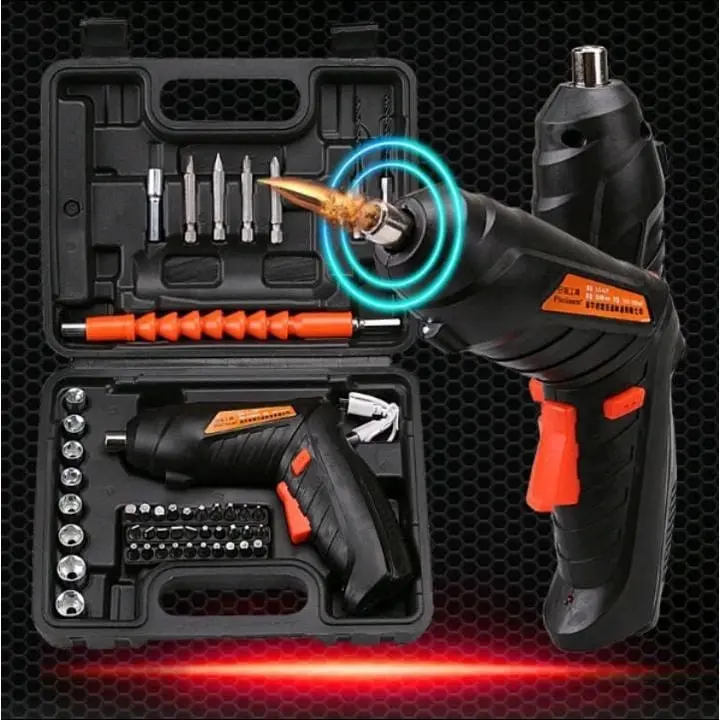 Mesin Bor Cordless Mini 47 Pcs Set 4.2 V / Screwdriver Battery Obeng 0