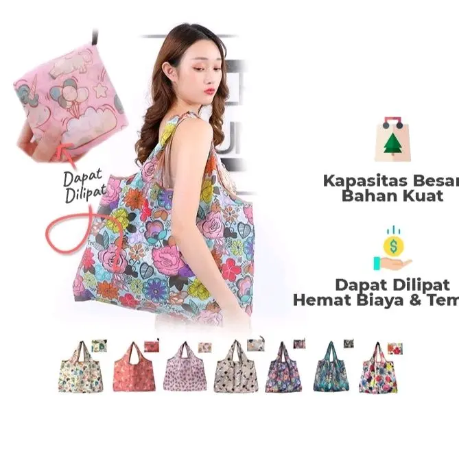 HMM COLLECTIONS I Tas belanja lipat waterproof kapasitas besar 66 x 46cm I tas serbaguna I tas penyimpanan