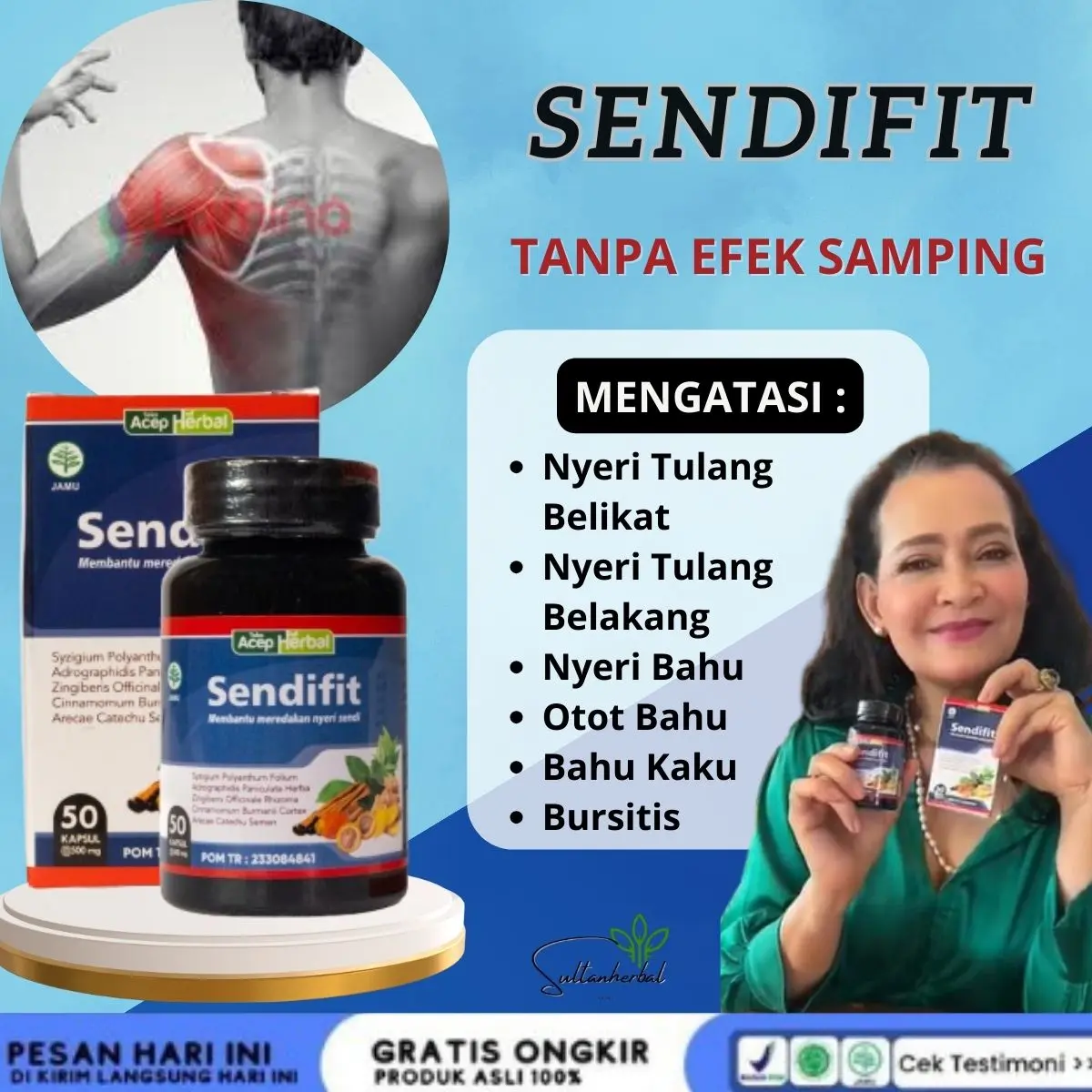 SENDIFIT - Nyeri Tulang Belikat, Nyeri Tulang Belakang, Nyeri Bahu, Otot Bahu, Bahu Kaku, Bursitis ASLI BPOM