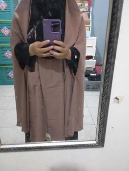 Product Review of cozy khimar non pad jahit 4 lengan bolong Hitam Kerudung bergo jumbo khimar Syari Muslim Oval Jilbab Instan Wolfis Tangan from A**a 0