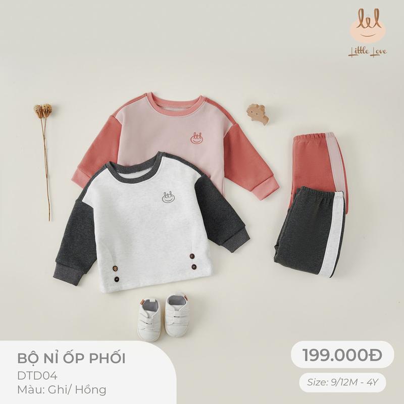  Bộ nỉ ốp phối dành cho bé Lil Little Love  DTD04  