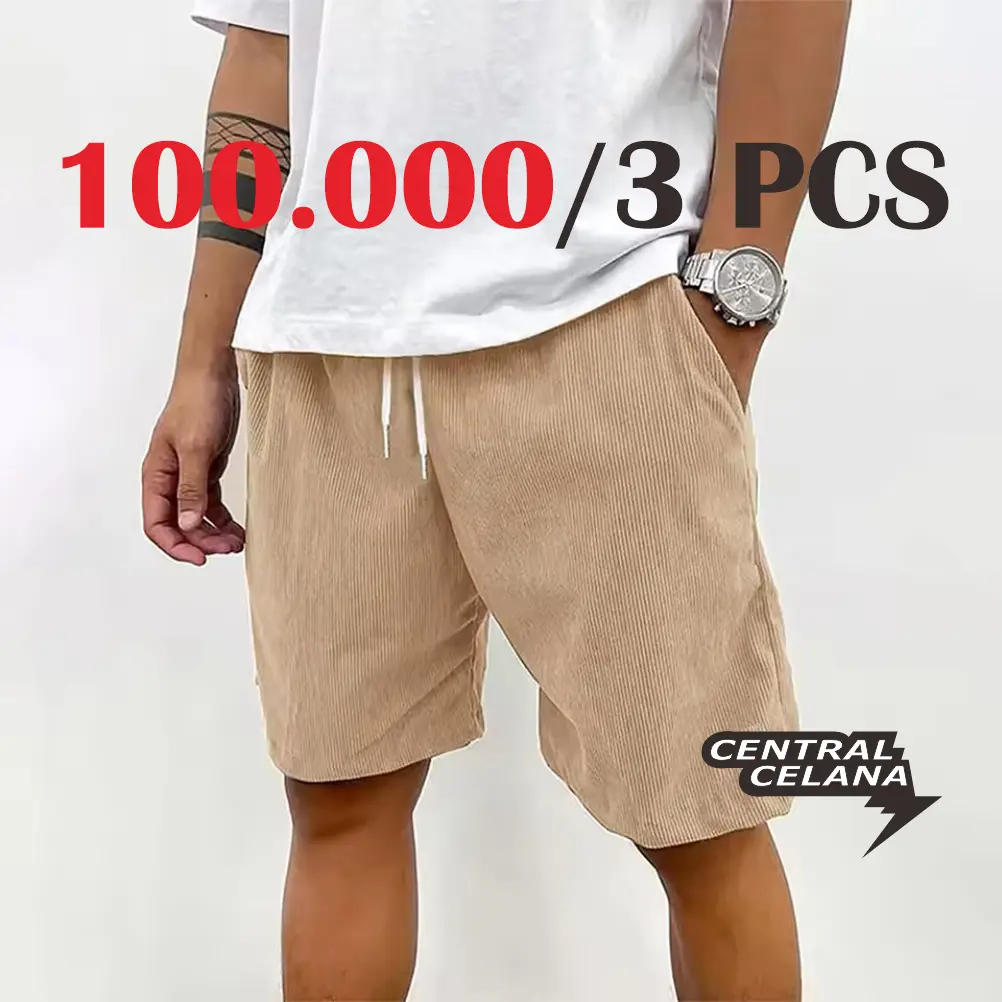 Celana Pendek Corduroy Pria, Dapat 3 PCS Hanya 100.000 - Katun, Shorts Dewasa Casual Distro Cowok
