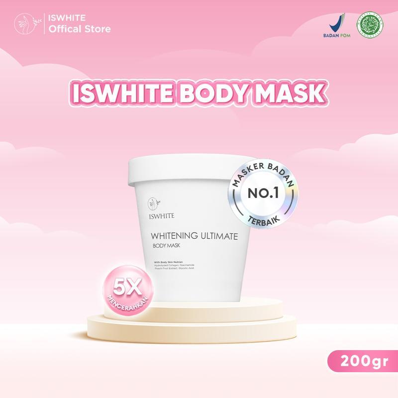 ISWHITE Whitening Ultimate Body Mask Pencerah Pelembab Tubuh | Body Bleaching BPOM Halal Masker Mencerahkan Peach Extract 5