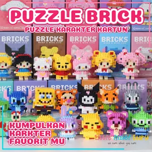 Little Angel Story Mainan Anak PUZZLE BRICK Balok Susun 3D Edukasi Bayi Puzzle Brick Mini Karakter Hewan Plastik Hadiah Gift Nano Blok POP Laki-Laki Anak-Anak Kumpulkan Karakter Favorit Mu