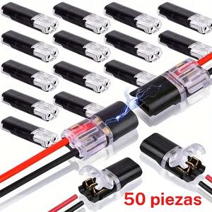 Conectores Rápidos sin Soldadura, 50pcs Bloques de Conectores de Cable de Alambre Eléctrico, 2 Pines de Doble Vía para Tira de LED, Coche, Aplicaciones de Bajo Voltaje
