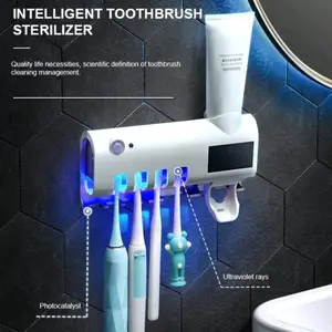 tempat sikat gigi plus dispenser odol dengan lampu uv sterilisasi smart toothbrush sanitizer Dinding