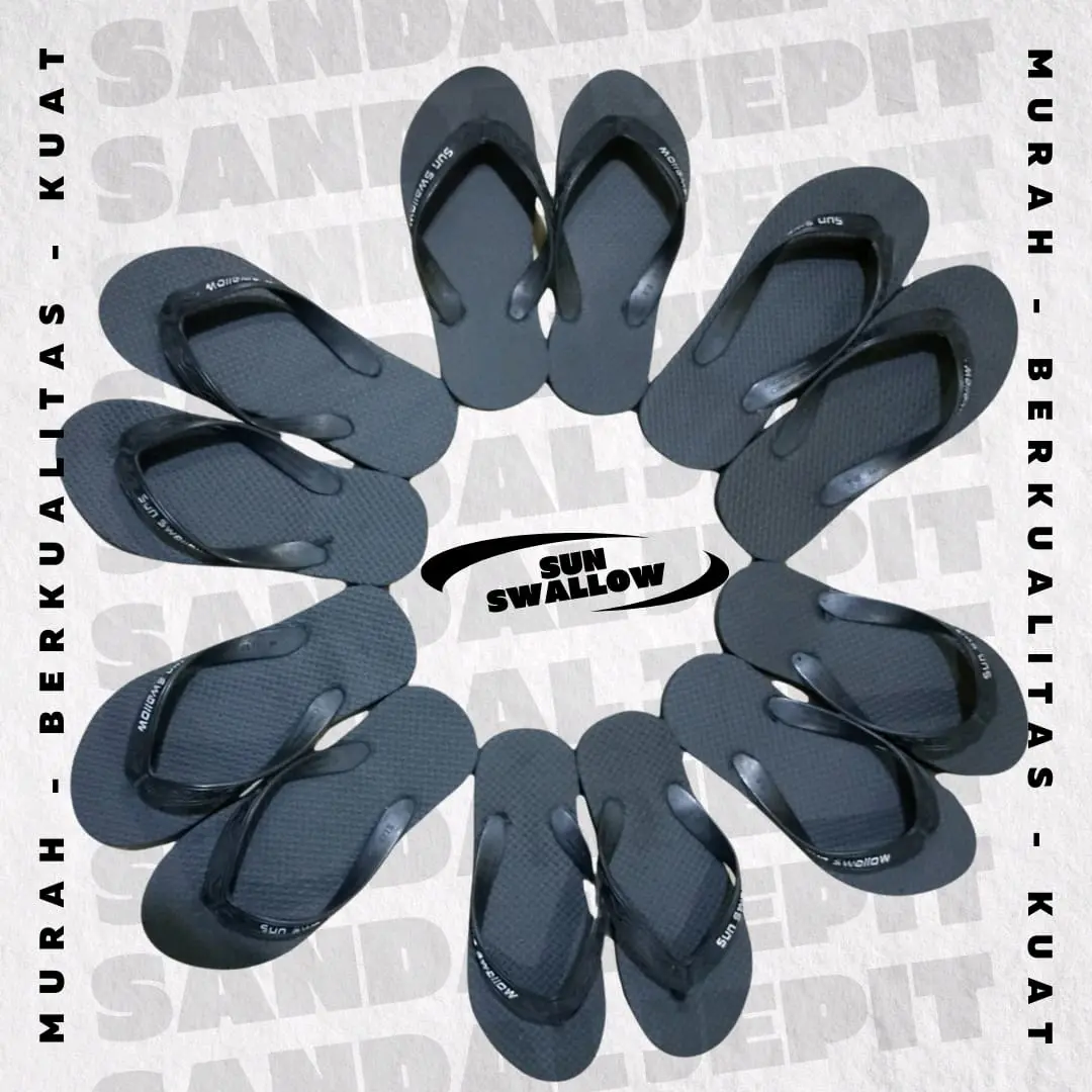 ECERAN SATUAN!!! Sun Swallow BLACK SERI 9-10,5(38-41) Hitam Jepit Karet Sendal