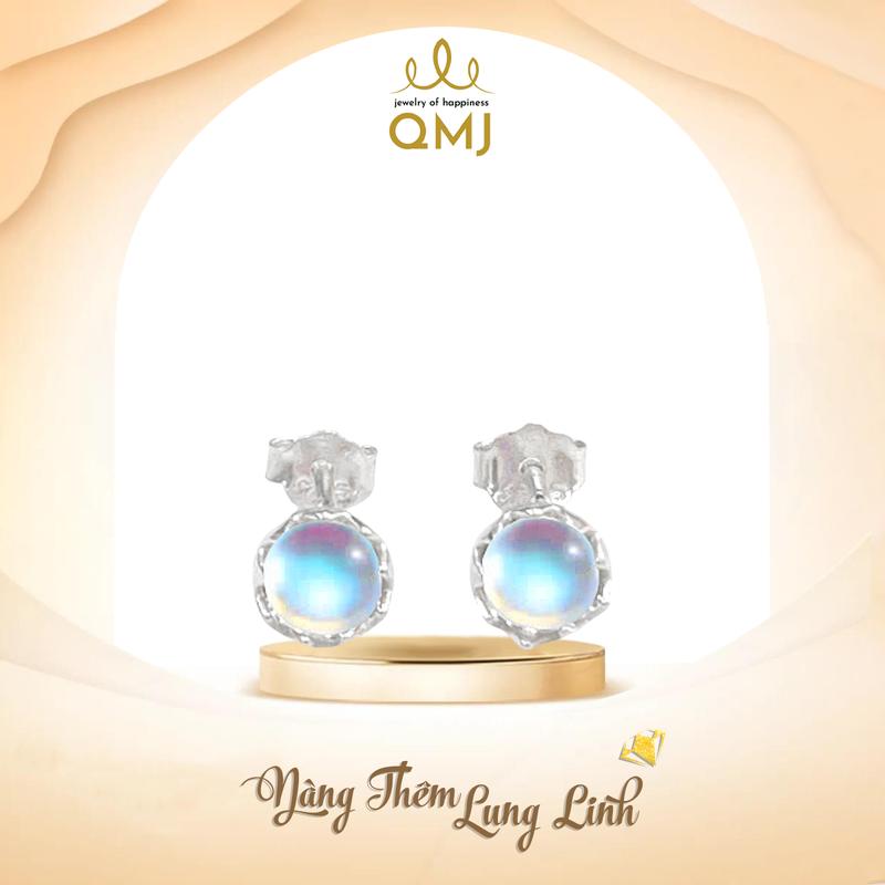 QMJ STORE - Q228 Khuyên tai bạc nữ đẹp NÀNG TIÊN CÁ nạm đá moonstone thời trang phụ kiện trang sức bạc 925 cao cấp bông tai nữ