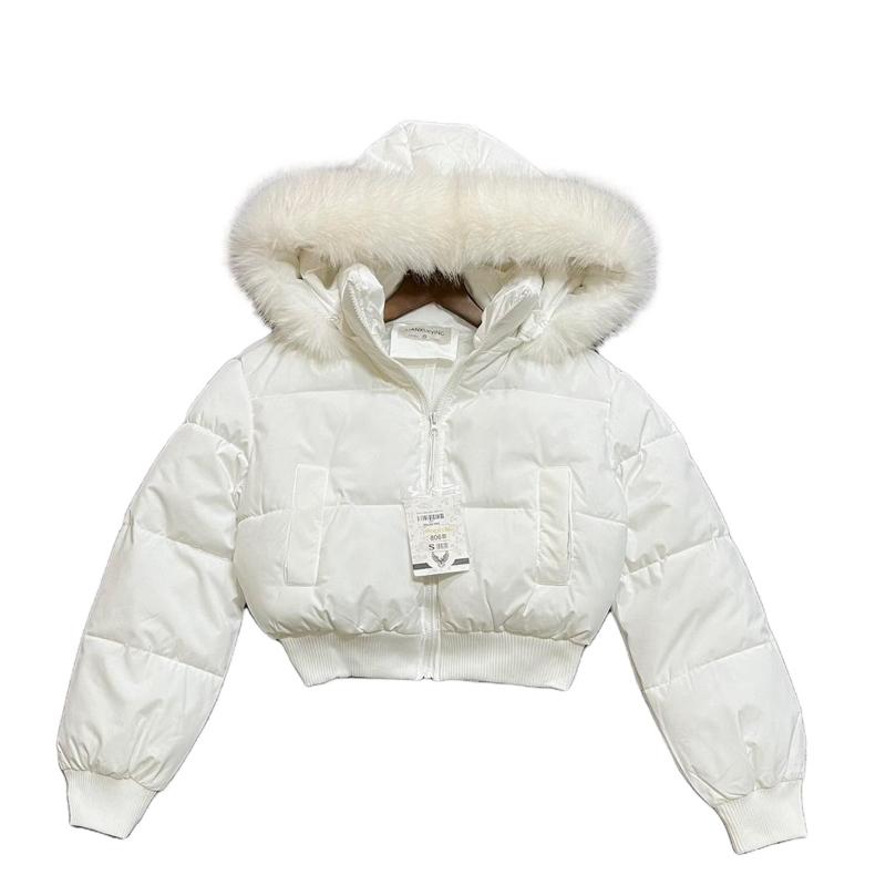 Áo Khoác Phao phom lửng croptop mũ lông