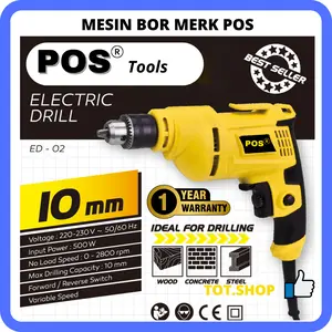 BERGARANSI !!! MERK POS Mesin Bor Listrik 10mm Electric Drill Professional Tools murah original besi tembok beton kayu bolak balik screwdriver multifungsi electric variable speed