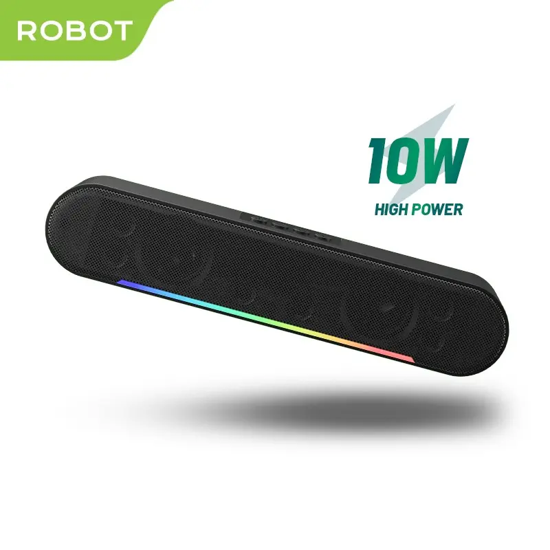 ROBOT Soundbar Speaker Bluetooth RB-290 Series Dual Extra Bass 10W , WIth RGB Color , Wireless Black Color Original Garansi Resmi 1 Tahun