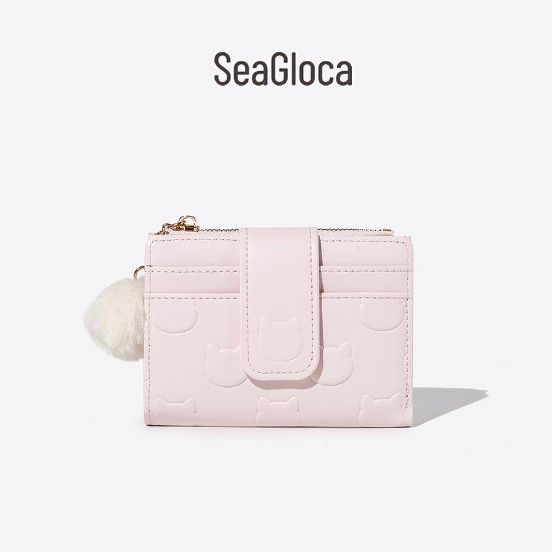 Ví Ngắn, SeaGloca, Thời Trang Hàn Quốc Mới, Nhẹ, Da PU, In Hình Gấu, Thiết Kế Gập Lại, Dành Cho Nữ, Không. 4557