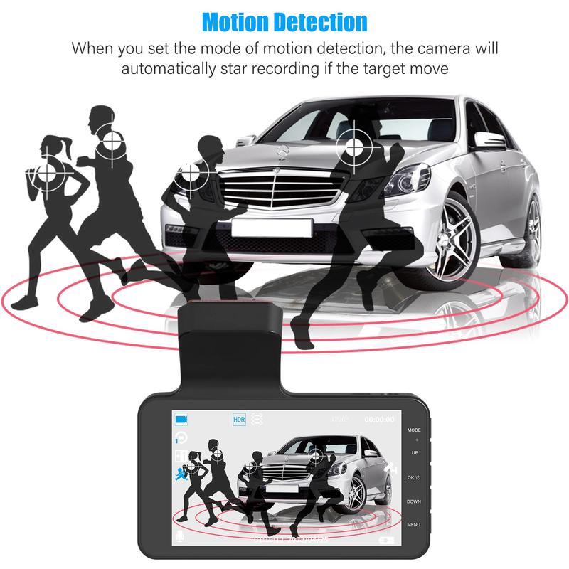 Product Introduction of Camera for Car 170° Wide-angle Drive Recorder 1080p Dash Cam 4 Inch Front Motion Detection Cam Dual Lens Black Box G-Sensor Cars 6