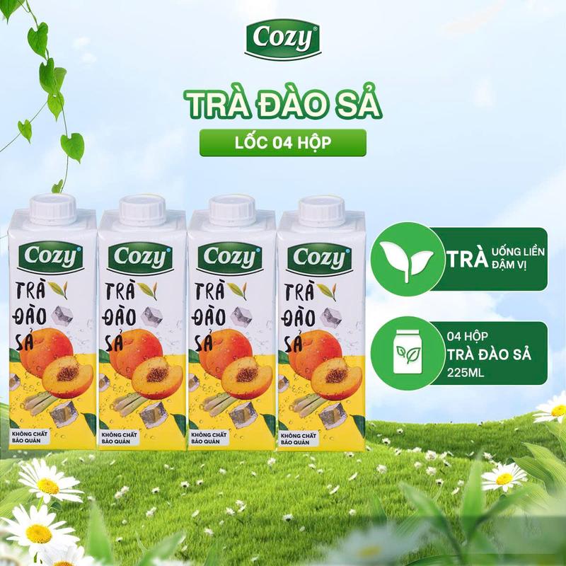 [LỐC 4 HỘP] Trà Hoa Quả Cozy Tea 225ml - Hương Vị Tươi Mát Ngon Rõ Vị Nước Trà Chè Nguyên Chất