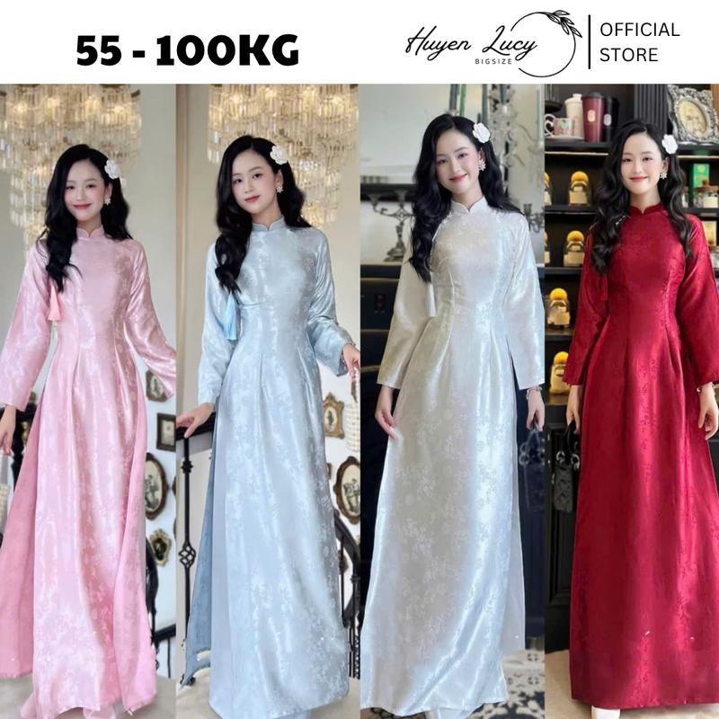BST TẾT 2026 ÁO DÀI TRÚC ANH áo dài tết bigsize nữ vải lụa gấm cao cấp mềm mại dịu dàng mặc đi chụp ảnh đi chơi có size tới 100kg Huyền Lucy Bigsize