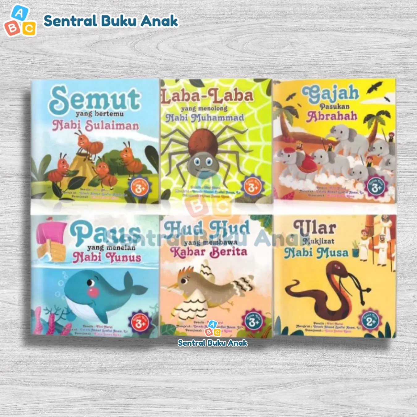 Buku Cerita Anak Islami Seri Cerita Binatang Dalam Alquran : Semut Yang Bertemu Nabi Sulaiman / Laba Laba Yang Menolong Nabi Muhammad / Gajah Pasukan Abrahah / Paus Yang Menelan Nabi Yunus / Hud Hud Yang Membawa Kabar Berita / Ular Mukjizat Nabi Musa