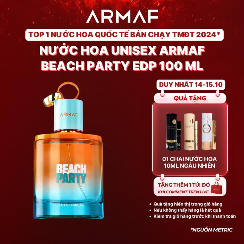 Nước hoa unisex Armaf Beach Party EDP 100ml - Hương Hoa Quả - Biển - Gỗ Nhẹ - Mùi Thơm Tươi Mát Năng Động [DL]