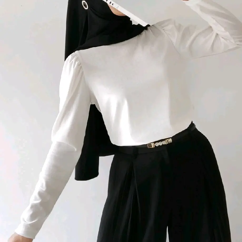 minimalistyle - PRADDA Puffy Blouse Velvet Glitter Atasan Top Baju Lengan Balon Stretch Panjang