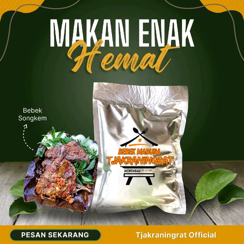 Paket Romantis TJAKRANINGRAT - Bebek Gongso & Songkem - Kemasan 2 Ekor - Makanan Daging Hitam Khas Madura - Dendeng, Food, Seafood, Frozen, Pedas, Meat, Pentol 2