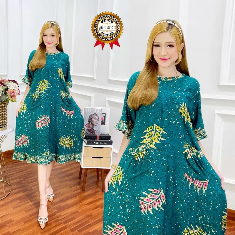 Daster Wanita Rayon Grade A Busui Resleting Depan Baju Tidur Daster Kekinian Batik Nyaman - Dress Wanita Bumil Lengan Pendek Motif Terbaru 1