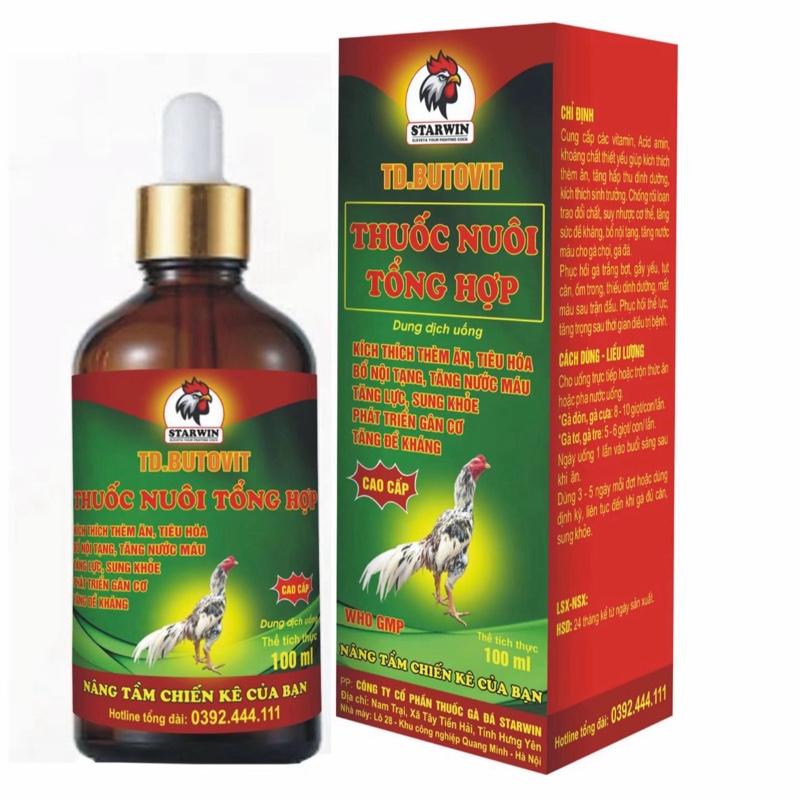 THUỐC NUÔI TỔNG HỢP STARWIN LỌ 100ML. Bổ sung các vitamin và dưỡng chất cần thiết cho chiến kê. Tặng kèm 1 khăn om gà