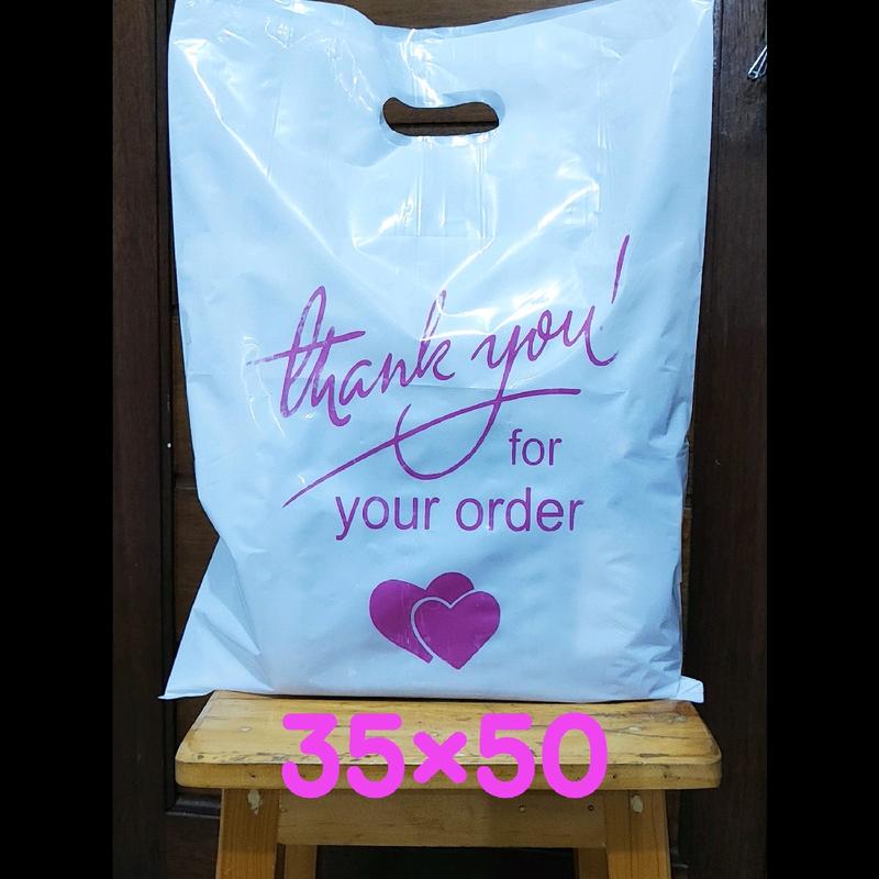 kantong plastik PE susu glossy UK 35×50 (isi 50 pcs) motif thank you 4