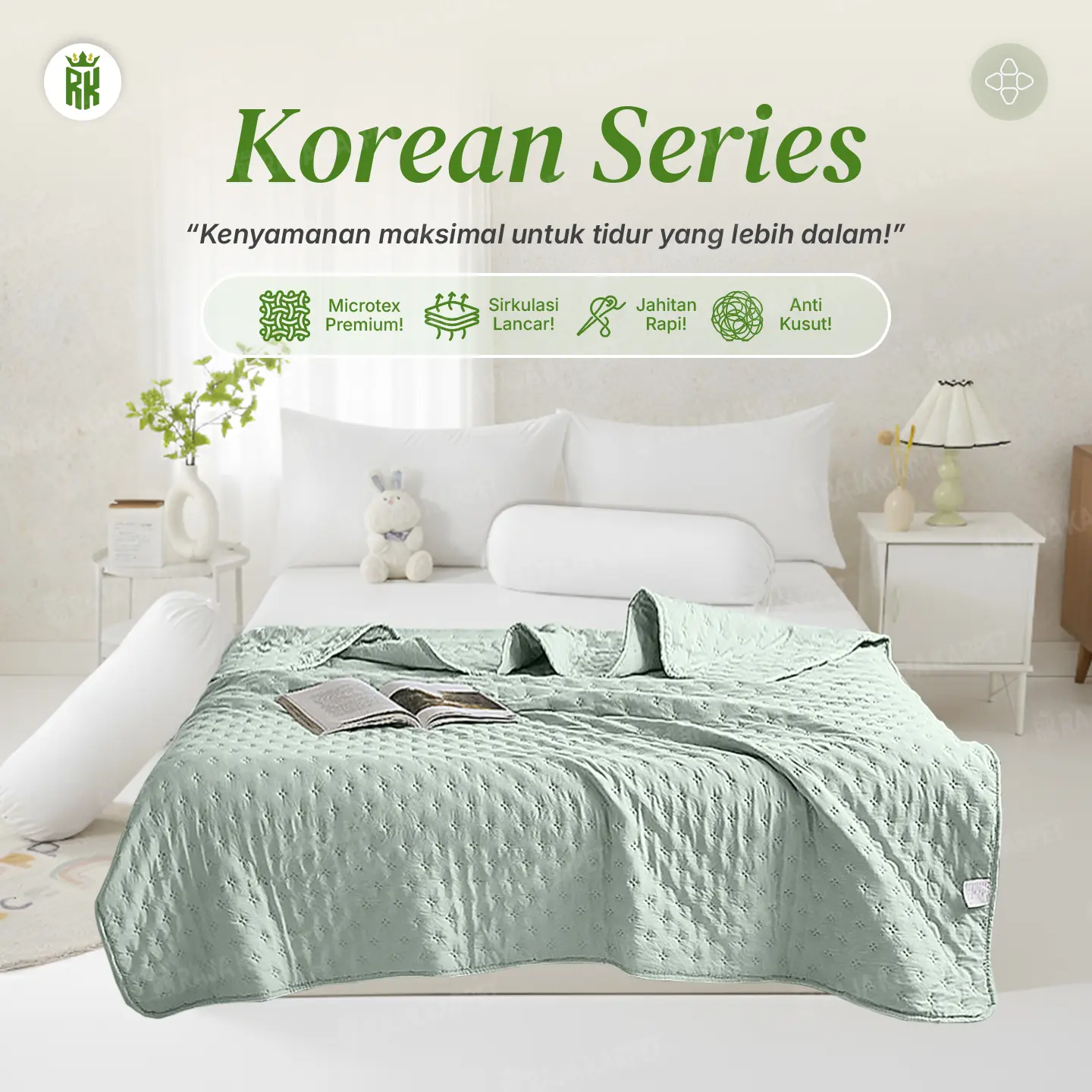 RAJA Selimut Saja Korean Style Warna Polos Halus & Lembut Kain Microtex / Bedcover Only 120x200 160x200 180x200 [10]