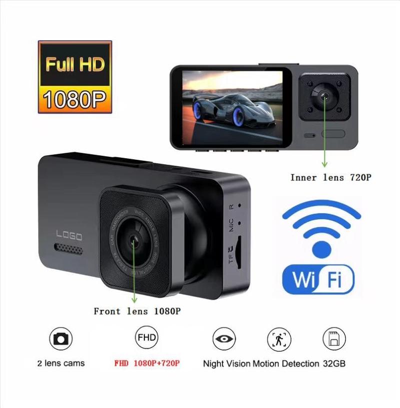 Product Introduction of Dashcam For Car Wifi Dash Cam 2 Camera Lens Car Dvr Dashcam 3-Channel Dash Cam Hd 1080p Camera With Rear Camera Night Vision Driving Video Record 25