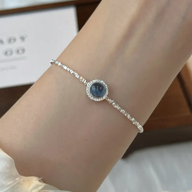 Aquamarine Fragment Pearl Bracelet - Chic Silver Accessory & Perfect Gif