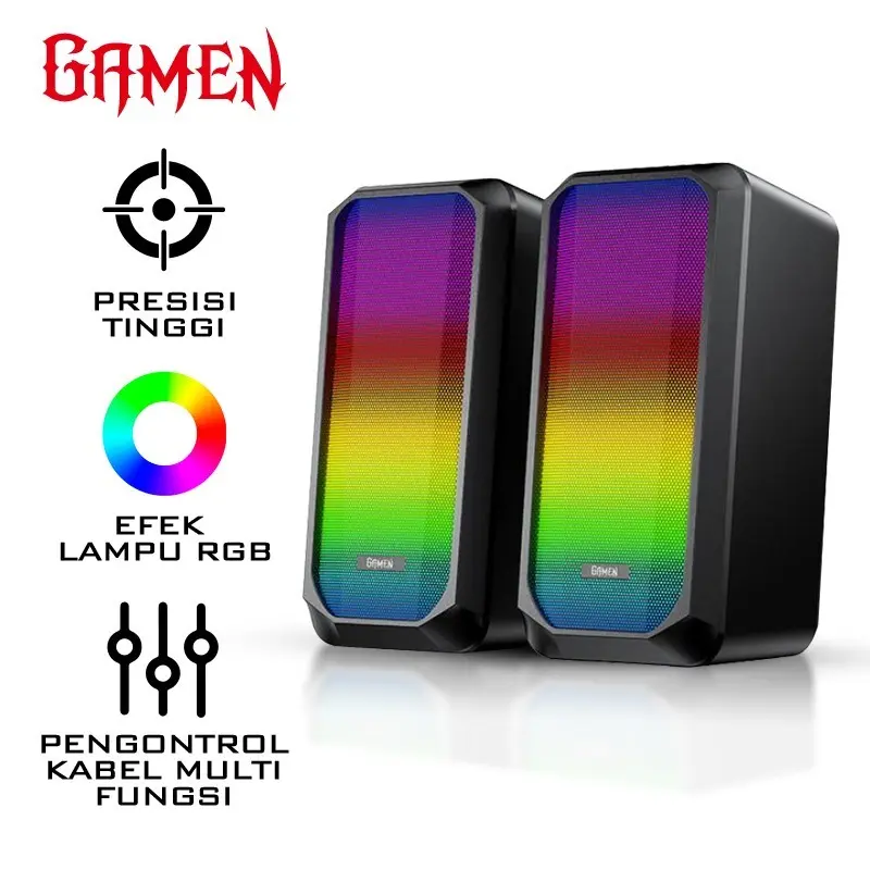 SPEAKER GAMING RGB GAMEN GS6 RGB Rhythm Lights Speaker Excellent Bass Pc Lighting