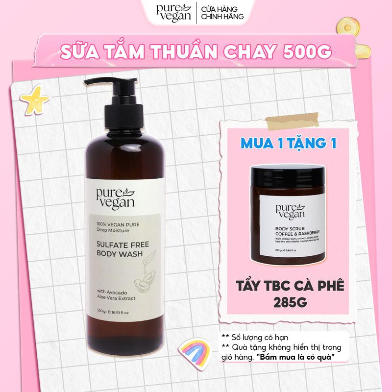 MUA 1 TẶNG 1 Sữa Tắm Thuần Chay Pure Vegan Hương Thơm Thảo Mộc Làm Sáng Da Cấp Ẩm & Dưỡng Da 500ml - Phù Hợp Da Nhạy Cảm