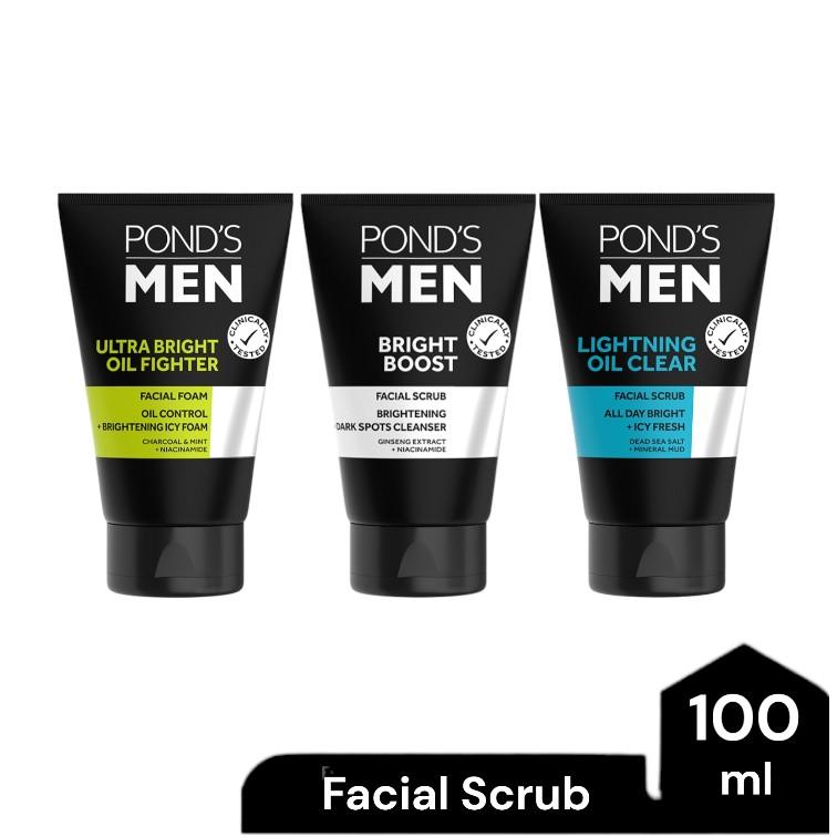 Pond's Men Facial Scrub Sabun Muka Brightening 100 ml