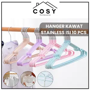 COSY Hanger Kawat Stainless Warna Warni Isi 10 pcs / Gantungan Baju Stainless Anti Karat Besi