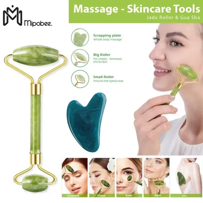 Jade Roller Pijat Muka Tirus Facial Face Massage - Skincare Tools - ALAT KECANTIKAN