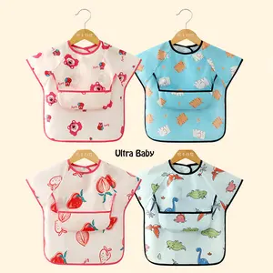 ULTRA Bibs Lengan Pendek Premium WATERPROOF Slabber Bayi Halus Lembut Lucu Premium LENGAN Pendek
