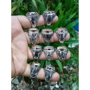 (HARGA PERKODI) Ring Emban Alpaka Super Motif Elegan Batu Akik Black Oxid