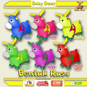 Et03 BENTUK RUSA Kudaan Musik Anak Mainan Jumping Animal Karet Viral Murah Hewan Lucu Jumbo Besar Hadiah Kado Ulang Tahun New Terbaru COD Baby Deer
