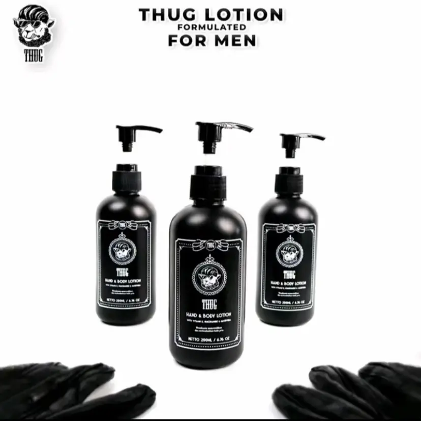 Thug Lotion Pencerah Badan with Niacinamide Vitamin E Aloe Vera Botol 200ml Mencerahkan dan Melembutkan Kulit Lotion Laki Lotion Cowok Pencerah Kering Kusam Tangan Tubuh Pria