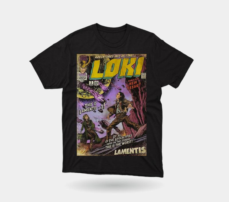 Kaos LOKI COMICS Premium / KAOS DISTRO FILM marvel superhero avengers cotton combed 30s keren vintage murah Hitam Crew Neck Katun 2