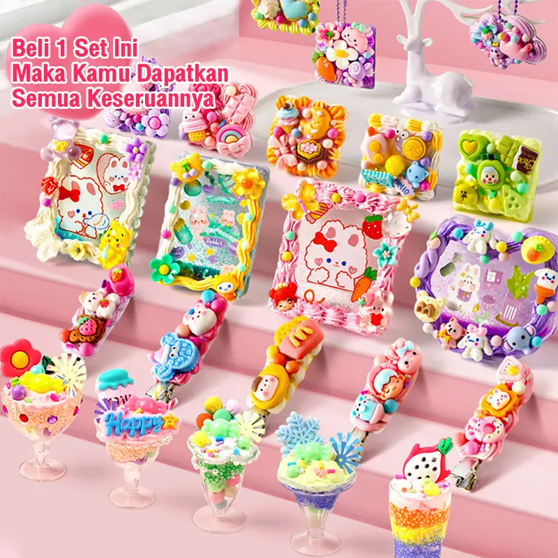 [New Packaging] Mainan DIY Gantungan Kunci Akrilik Set Guka Stiker Set  Lucu Anak DIY Gooka Set Sticker Hadiah DIY Gantungan Kunci Bahan Kotak Penyimpanan Tangan Bahan Akun DIY Keyring Gooka Card Sticker Set lem toys alat toys 3