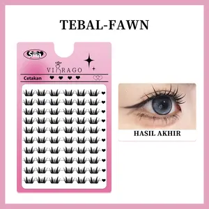 LGNIS Ekstensi Bulu Mata Palsu Perpaduan Alami Perpanjangan Bulu Mata Palsu Tersegmentasi 12mm untuk Tampilan Alami Dapat Digunakan Kembali Cetakan TEBAL-FAWN