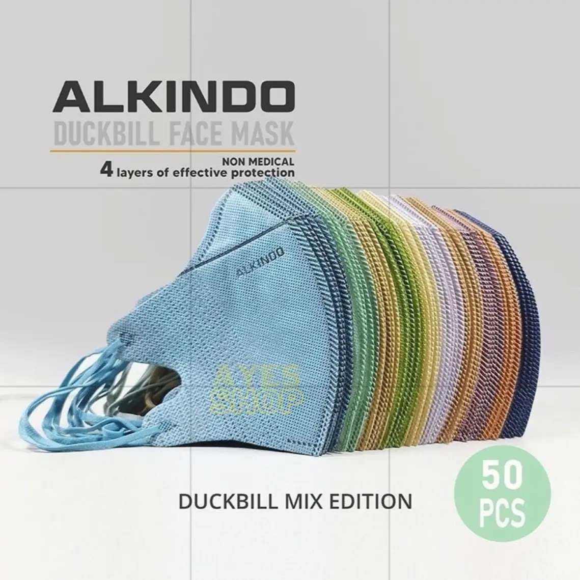 MASKER DUCKBILL ALKINDO MIX 4PLY 50PCS