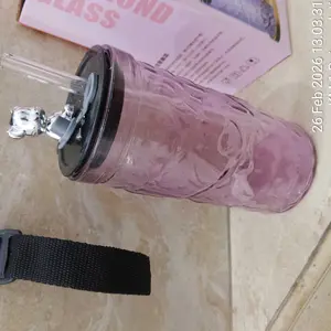 [COD] Gelas Kaca/ Tumbler Kaca Aesthetic/ Bear Lid Glass/ Gelas Kaca Borosilicate Tinggi/ Cangkir Minuman/ Cangkir Kopi